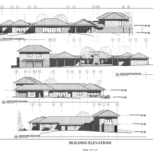 New construction elevations for Bar Harbor waterfront 12,000 Sq Ft residential development