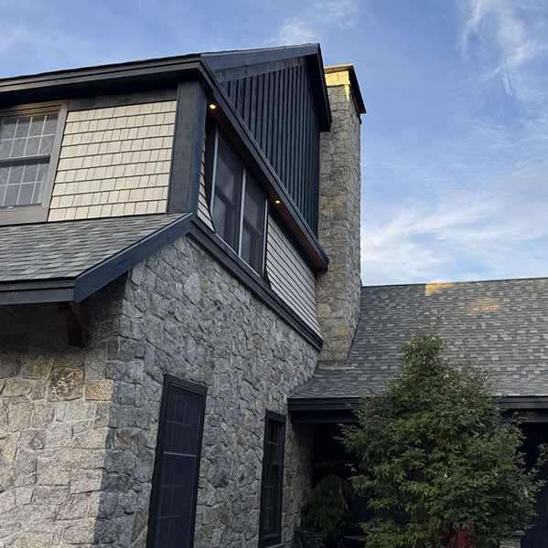 New residential three story addition and facade for Mount Desert Island home